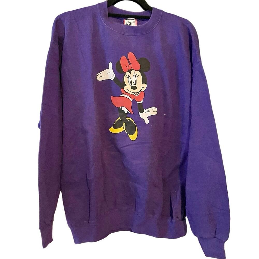 Vintage 90s Minnie Mouse Purple Disney Designs Crewneck Adult Large